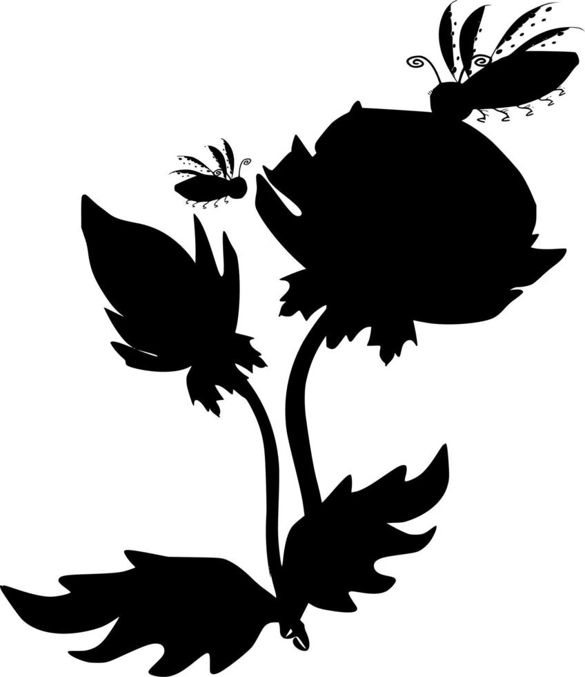 Vector silhouette of Flowers on white background