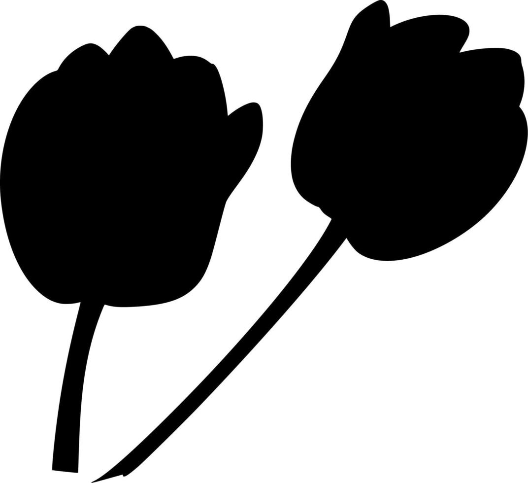 Vector silhouette of tulips on white background