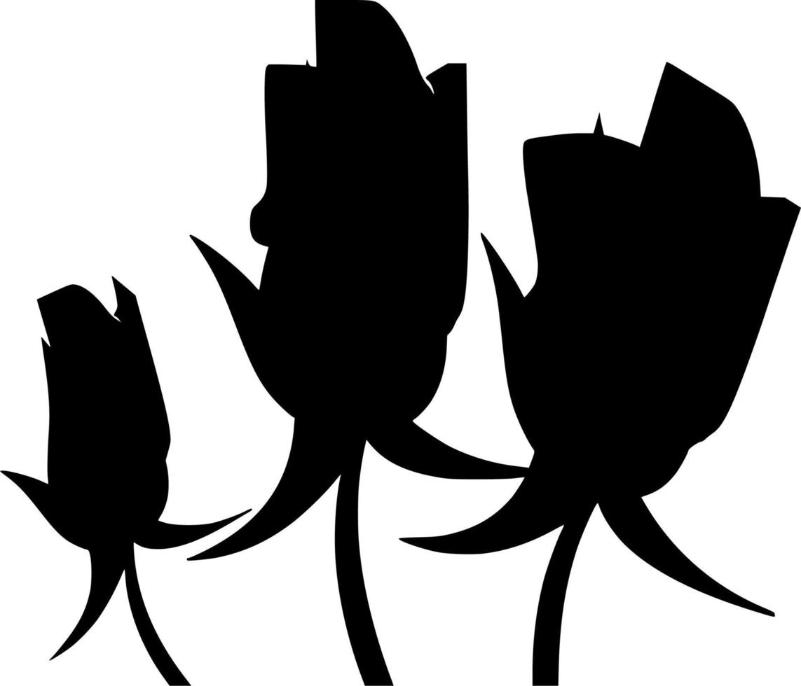 Vector silhouette of rose on white background