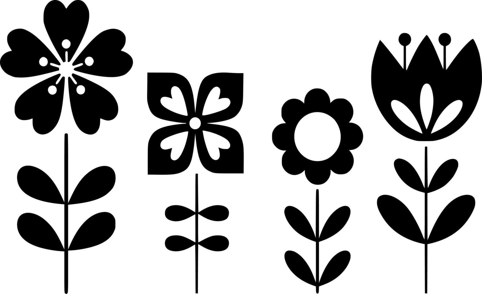 Vector silhouette of Flowers on white background