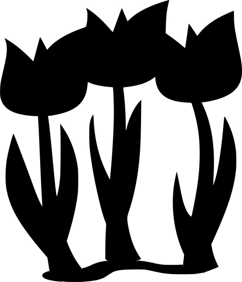 Vector silhouette of tulips on white background