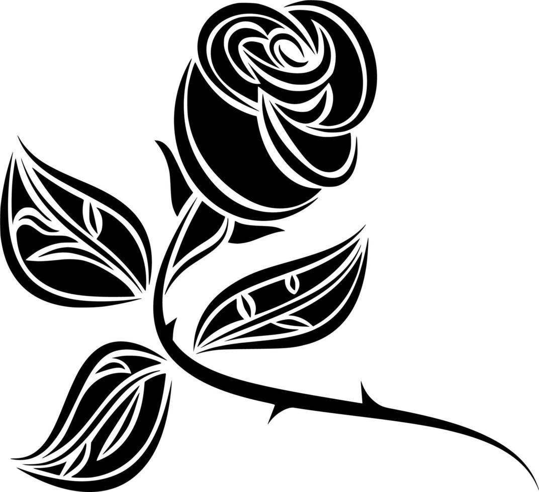 Vector silhouette of rose on white background