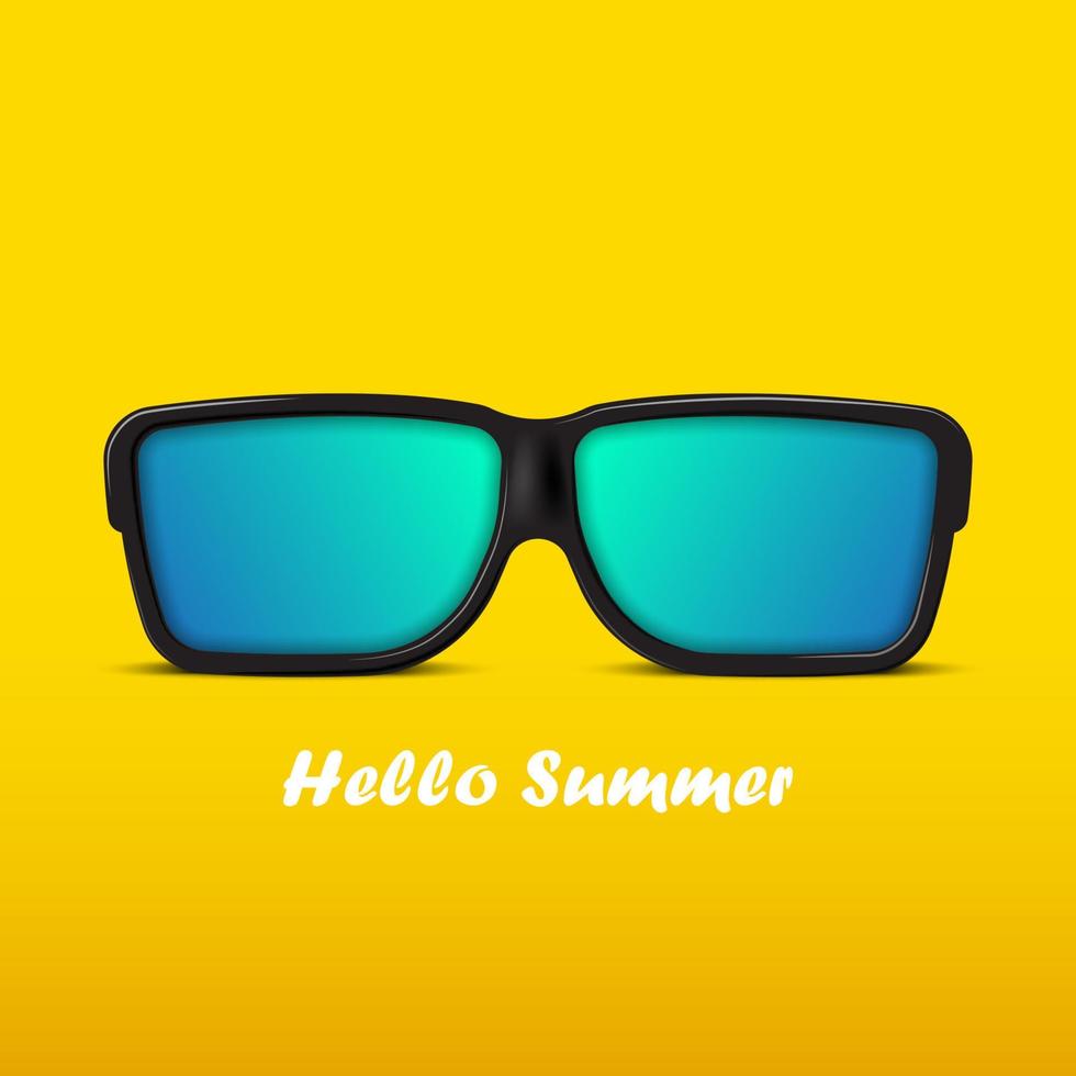 Gafas de sol con Hola verano, vector ilustración