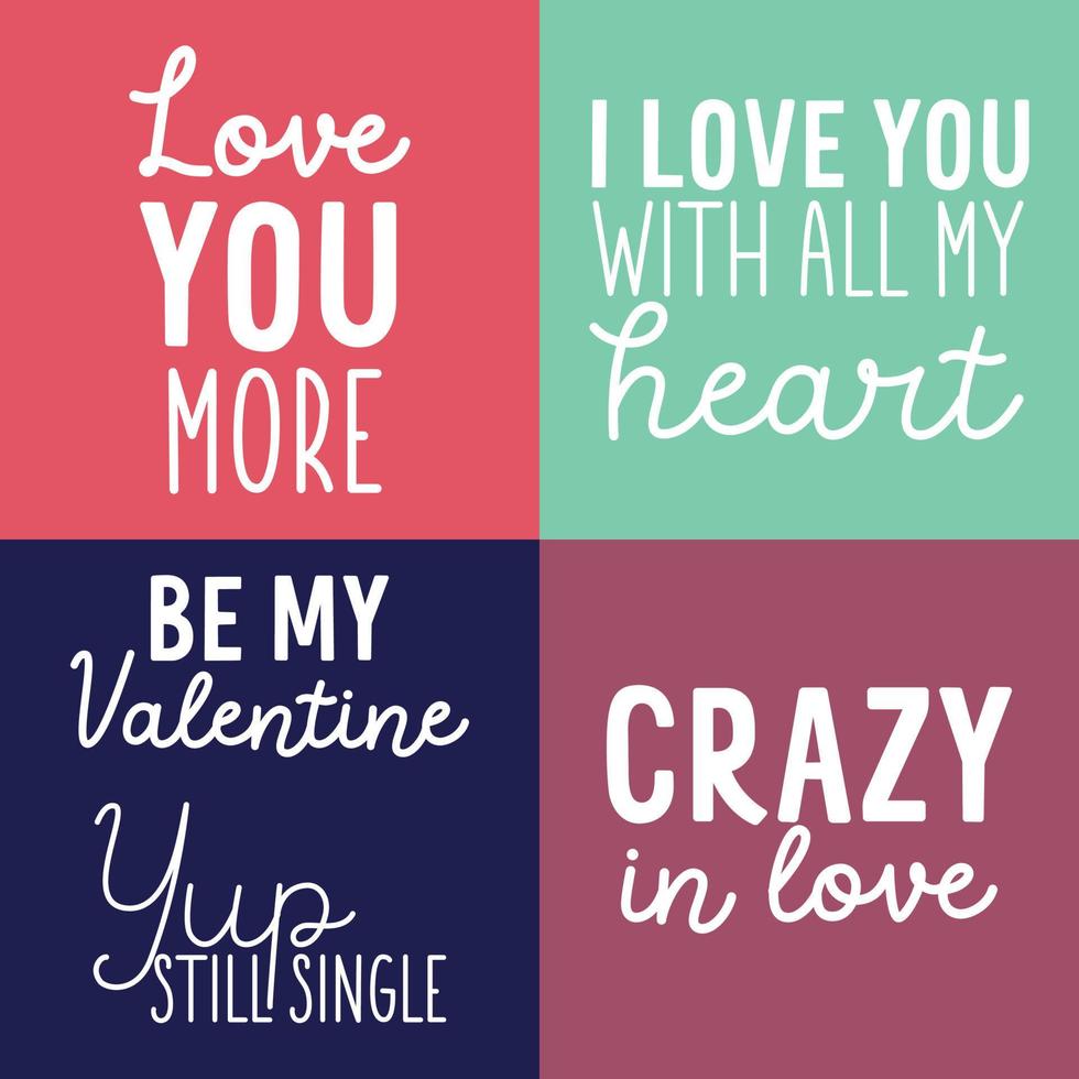 Valentines Day Typography Vector Set