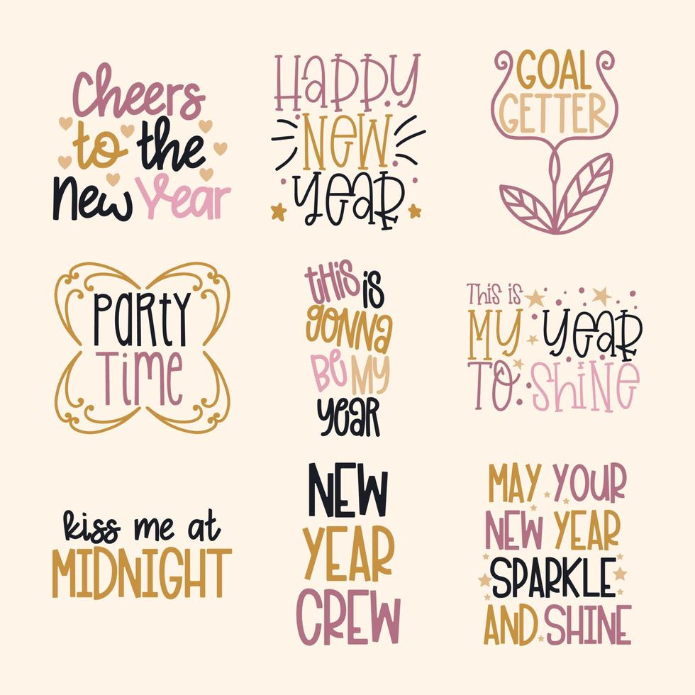 New Years Ever Quote Typography Set vector