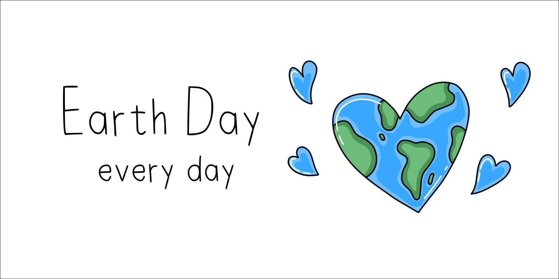 Happy Earth Day Greeting Card Vector Illustration Congratulations on Earth Day Save the Planet Clean and Healthy