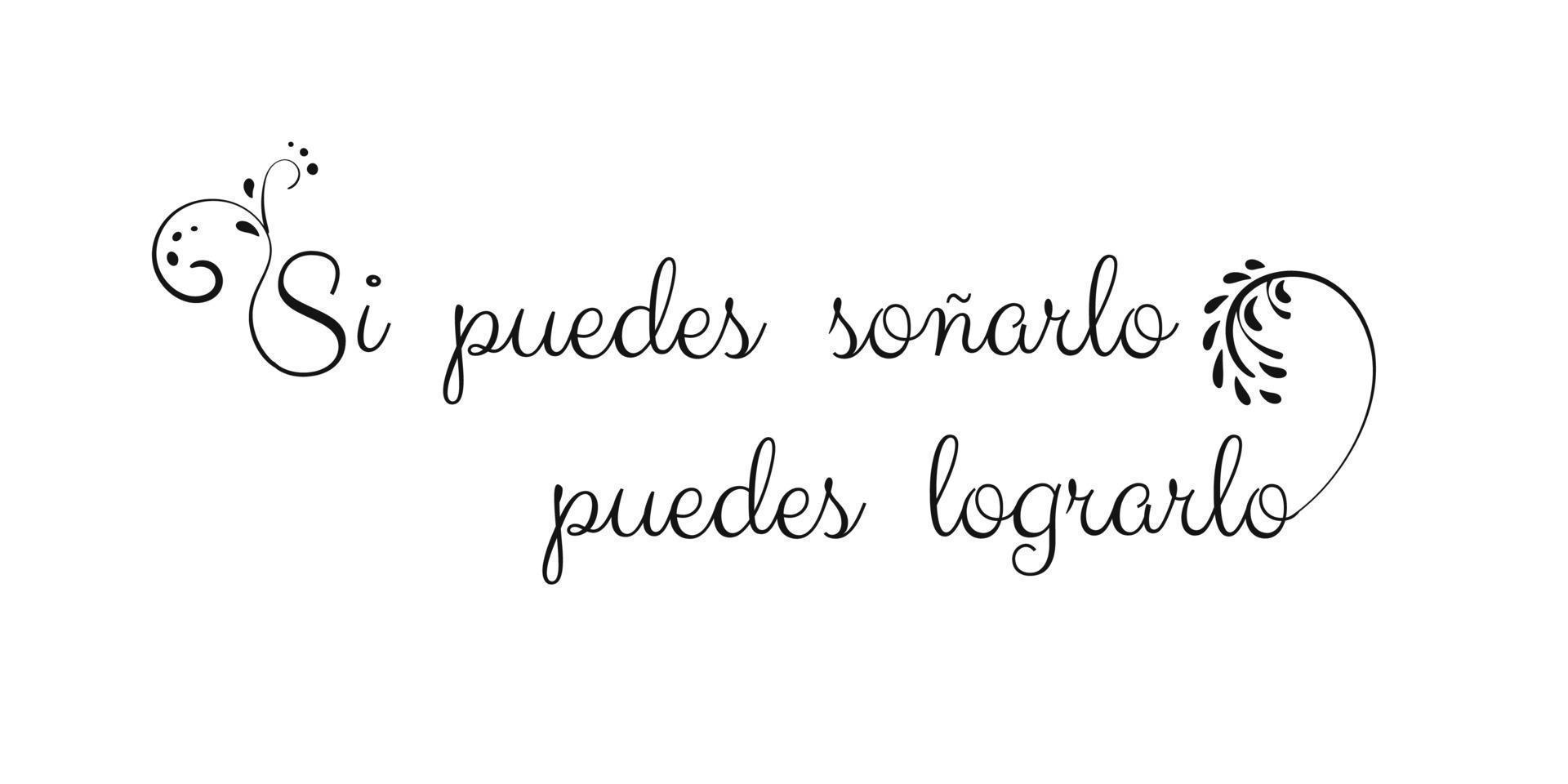 motivacional frase en Español afirmación y letras acerca de alcanzando un objetivo y creyendo en tú mismo vector