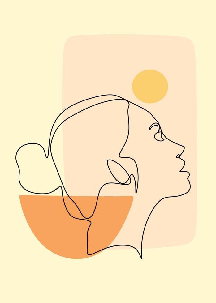 A woman's face is shown in a minimalist style and vector design minimalist for wall design
