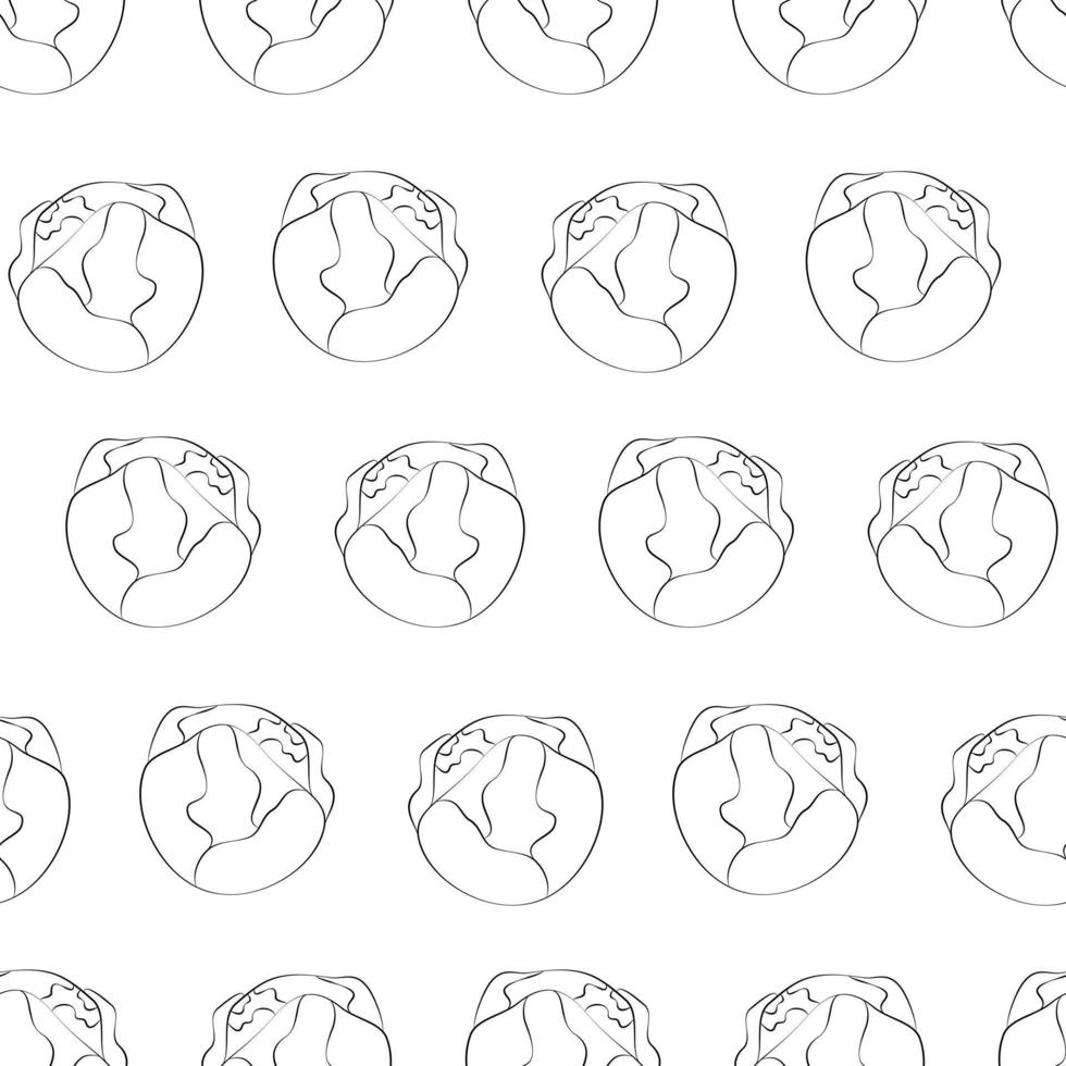 Seamless pattern of hand drawn outline of brussels sprouts. Healthy food. Happy Eating Healthy Day. vector