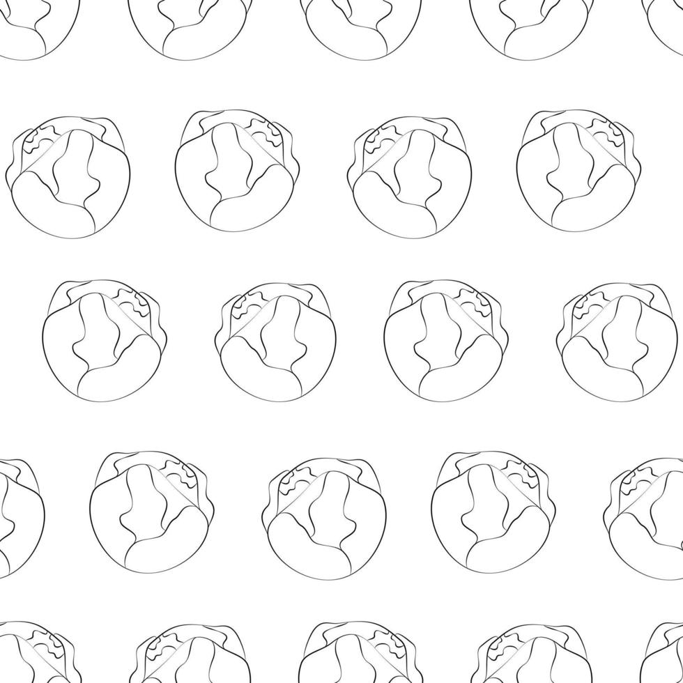 Seamless pattern of hand drawn outline of brussels sprouts. Healthy food. Happy Eating Healthy Day. vector