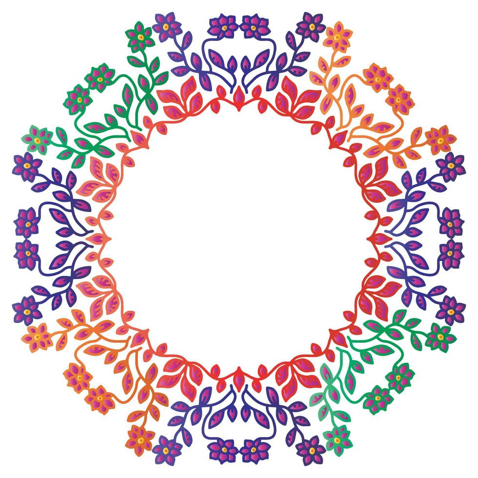 Mandala round frame with flowers and leaf vector