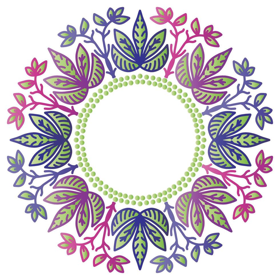 Mandala round frame with flowers and leaf vector