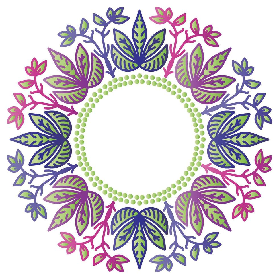 mandala redondo marco con flores y hoja vector