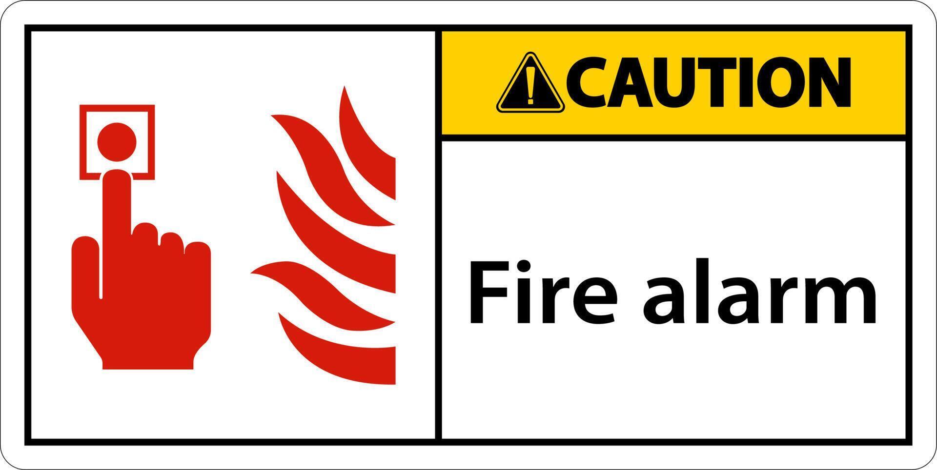 Caution Fire Alarm Sign On White Background vector