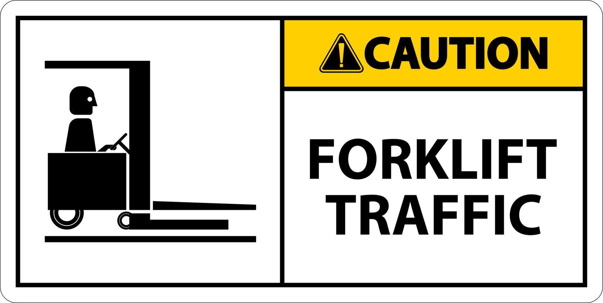 Precaución señal de piso de tráfico de carretillas elevadoras sobre fondo blanco. vector