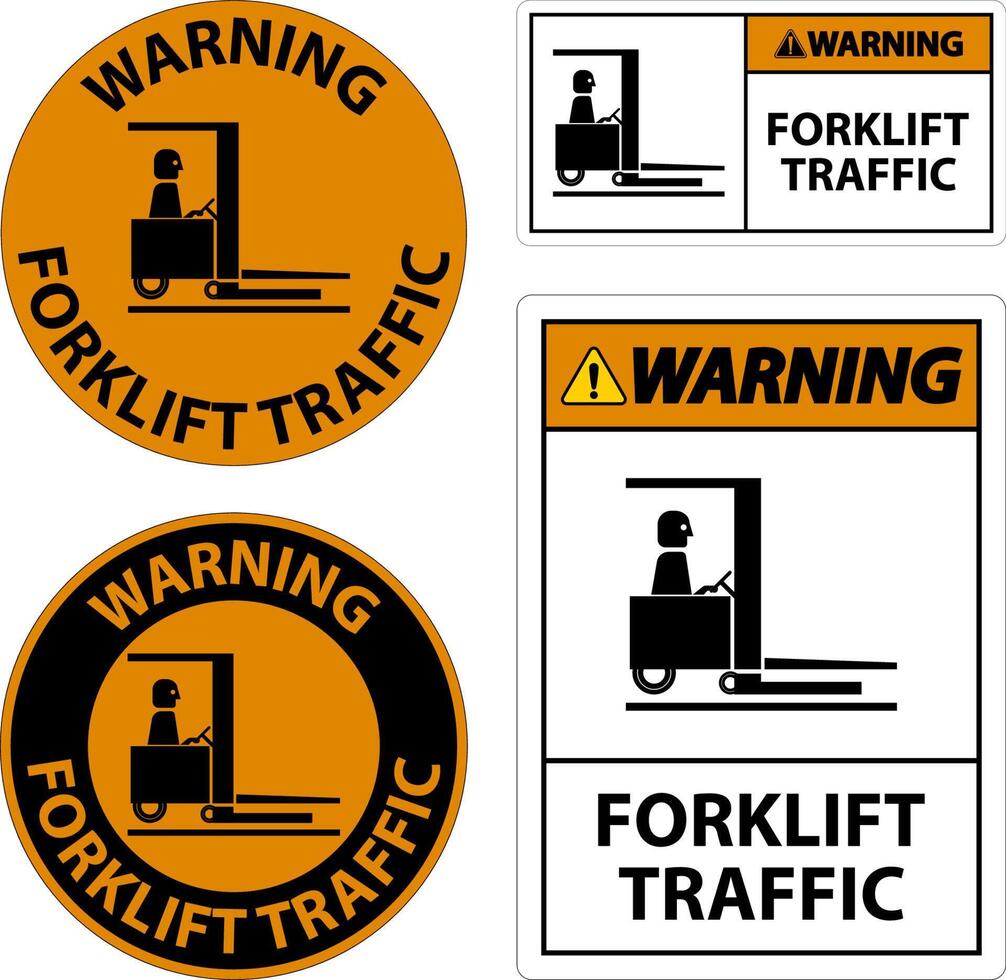 Warning Forklift traffic Floor Sign On White Background vector