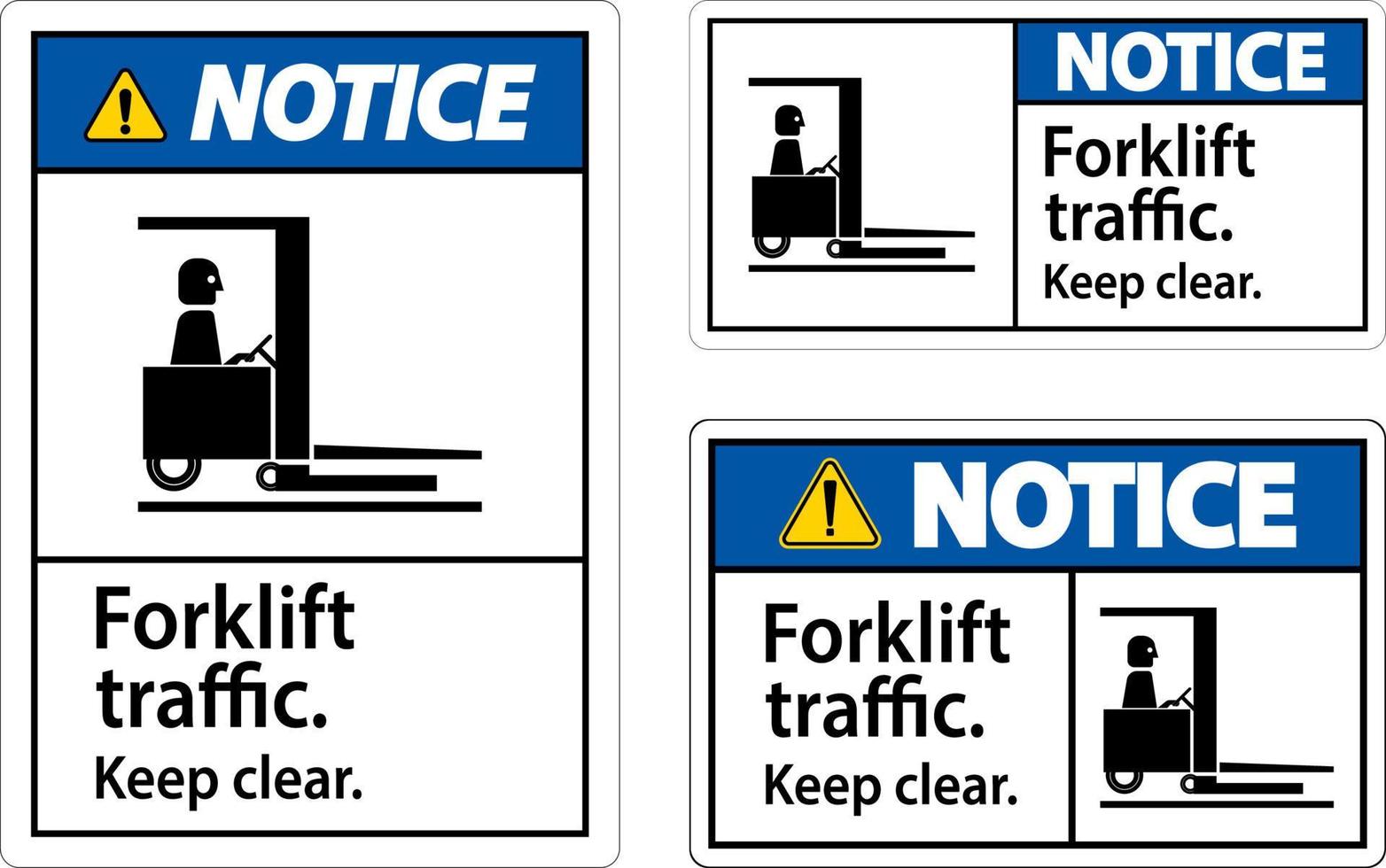 Notice Forklift Traffic Keep Clear Sign vector