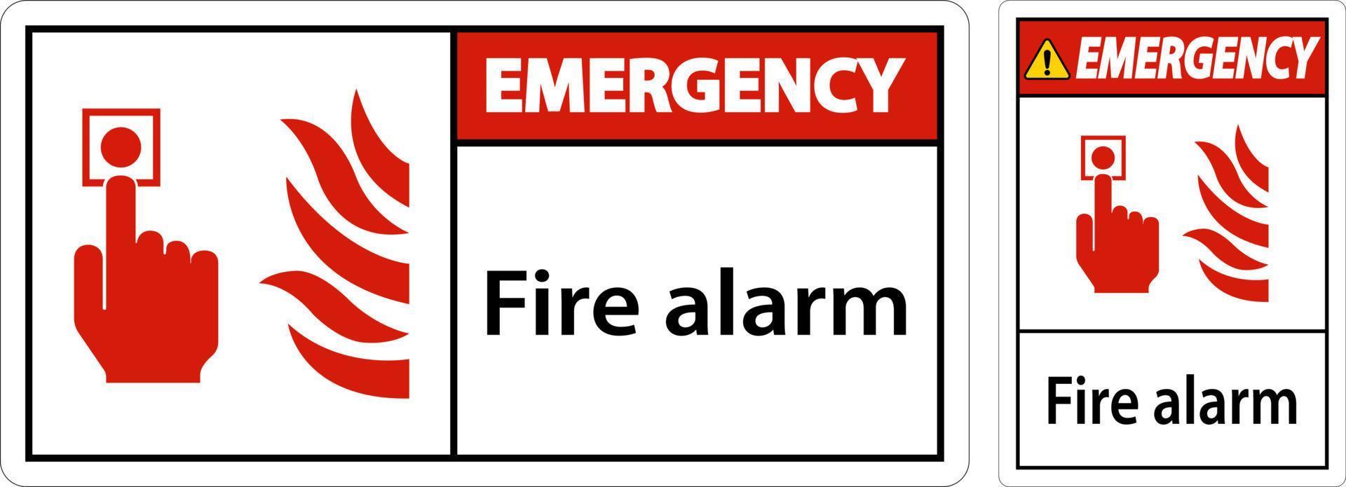 Emergency Fire Alarm Sign On White Background vector