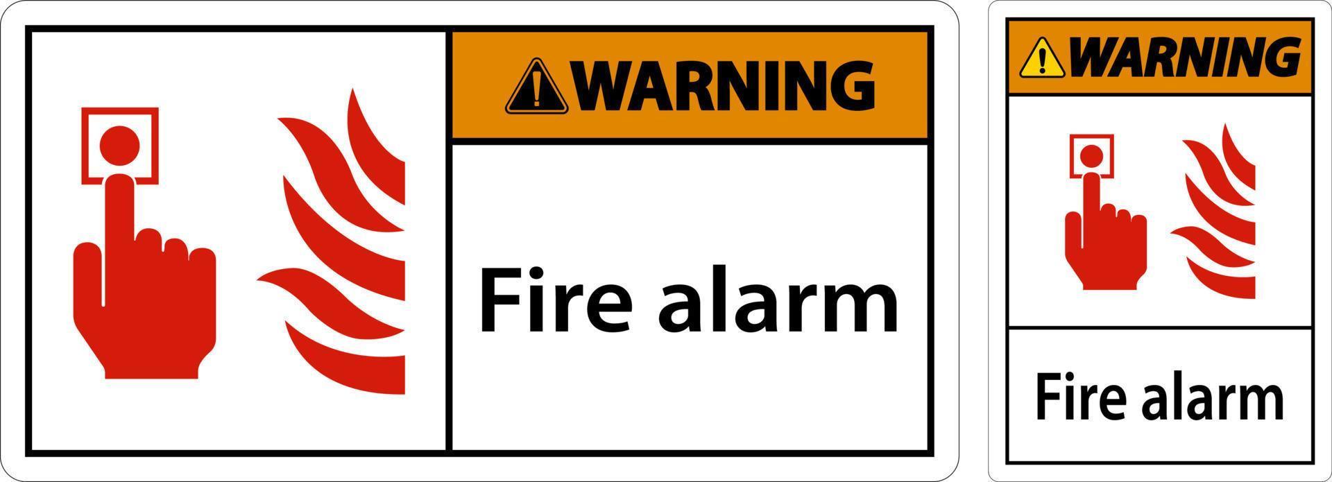 Warning Fire Alarm Sign On White Background vector