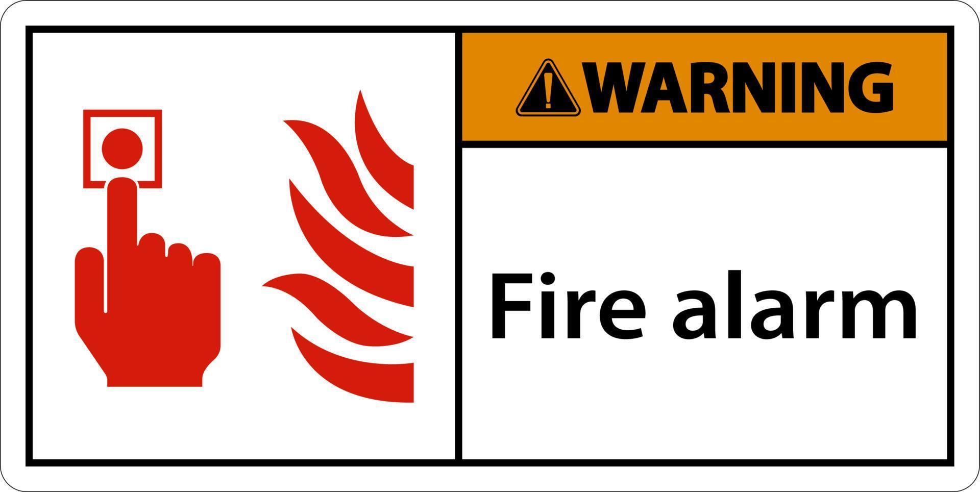 Warning Fire Alarm Sign On White Background vector