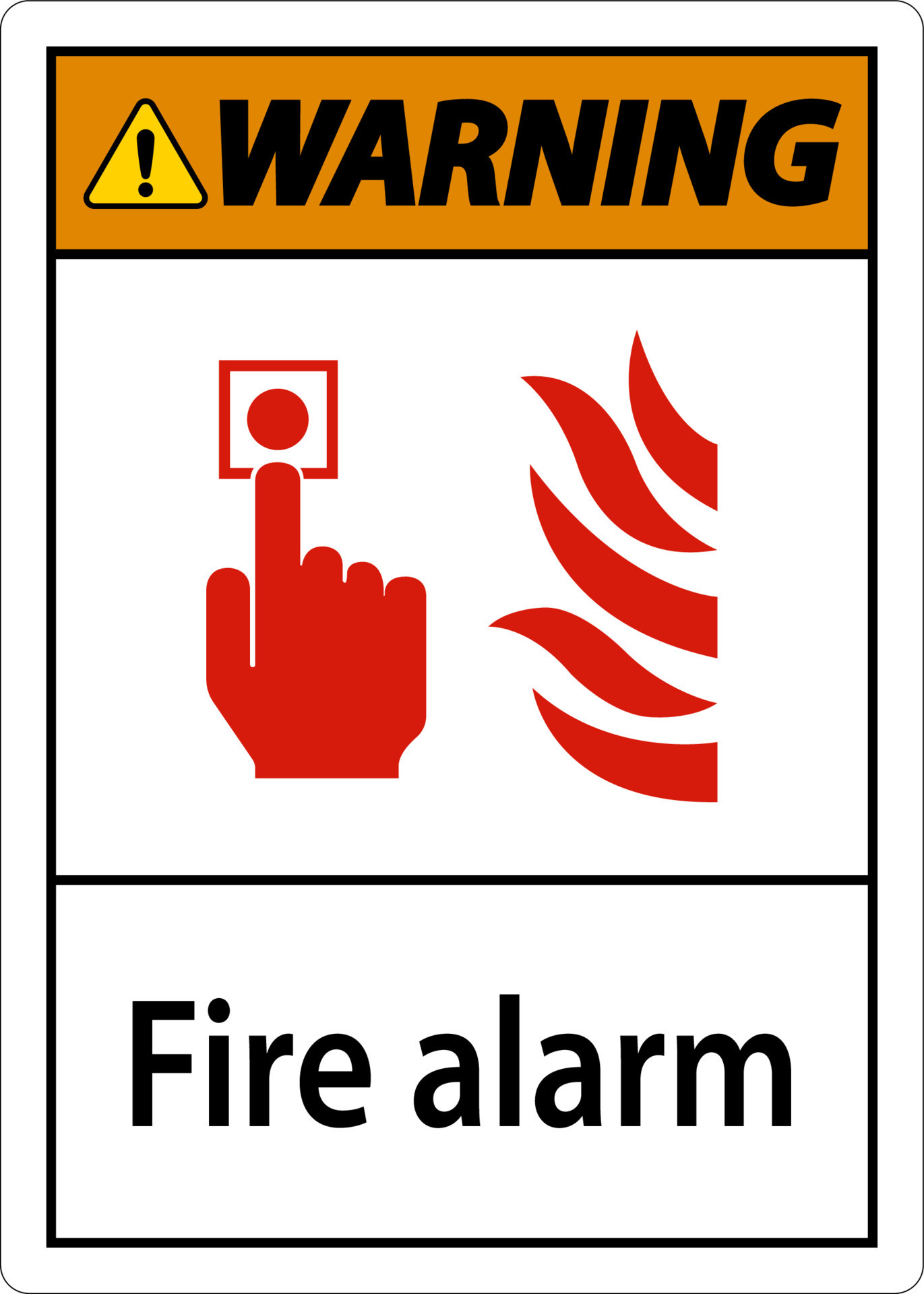 Warning Fire Alarm Sign On White Background 23213329 Vector Art at Vecteezy