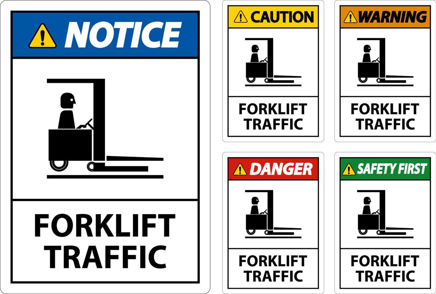 Warning Forklift traffic Floor Sign On White Background vector
