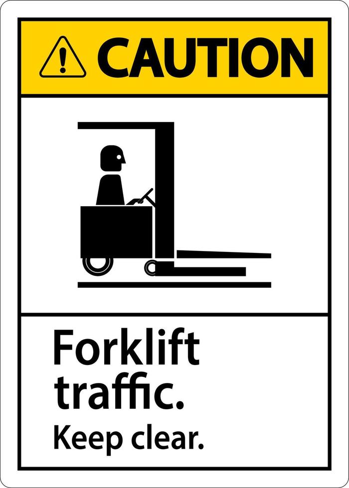 Caution Forklift Traffic Keep Clear Sign vector