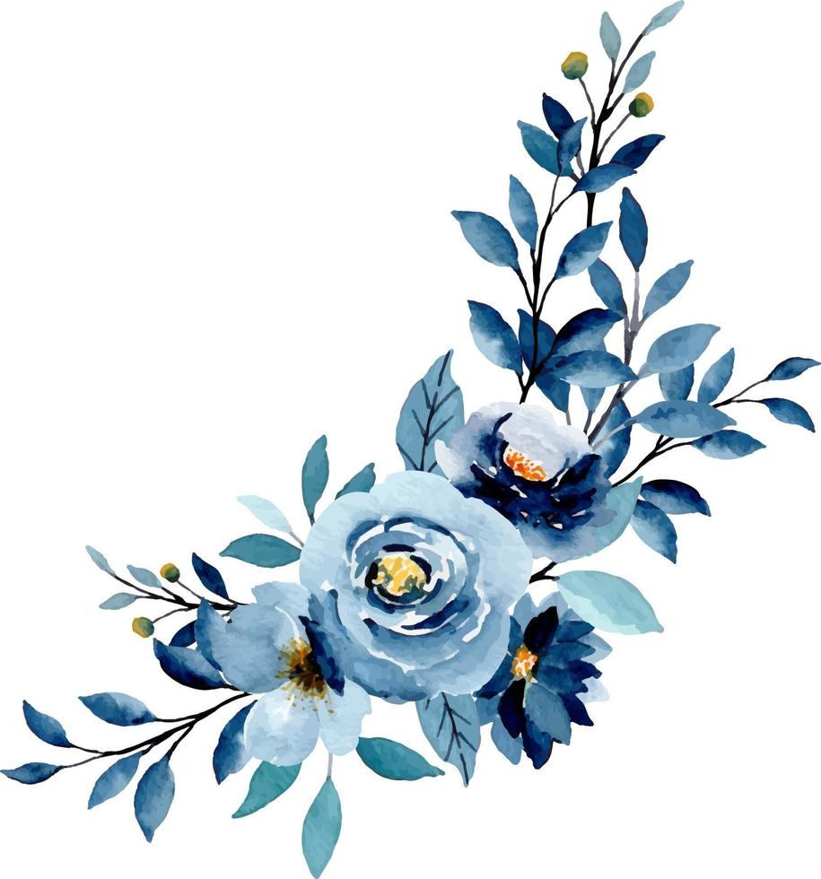 Blue flower bouquet with watercolor for background, wedding, fabric, textile, greeting, card, wallpaper, banner, sticker, decoration etc. vector