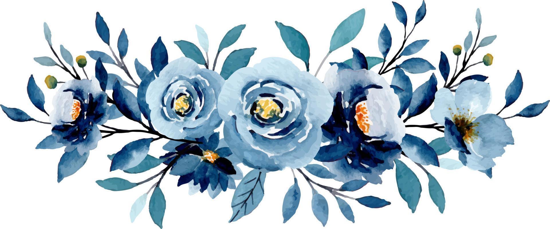 Blue flower bouquet with watercolor for background, wedding, fabric, textile, greeting, card, wallpaper, banner, sticker, decoration etc. vector