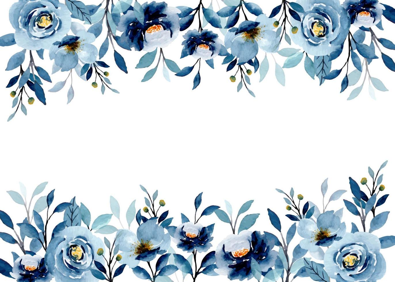 Blue floral border with watercolor for wedding, birthday, card, background, invitation, wallpaper, sticker, decoration etc. vector