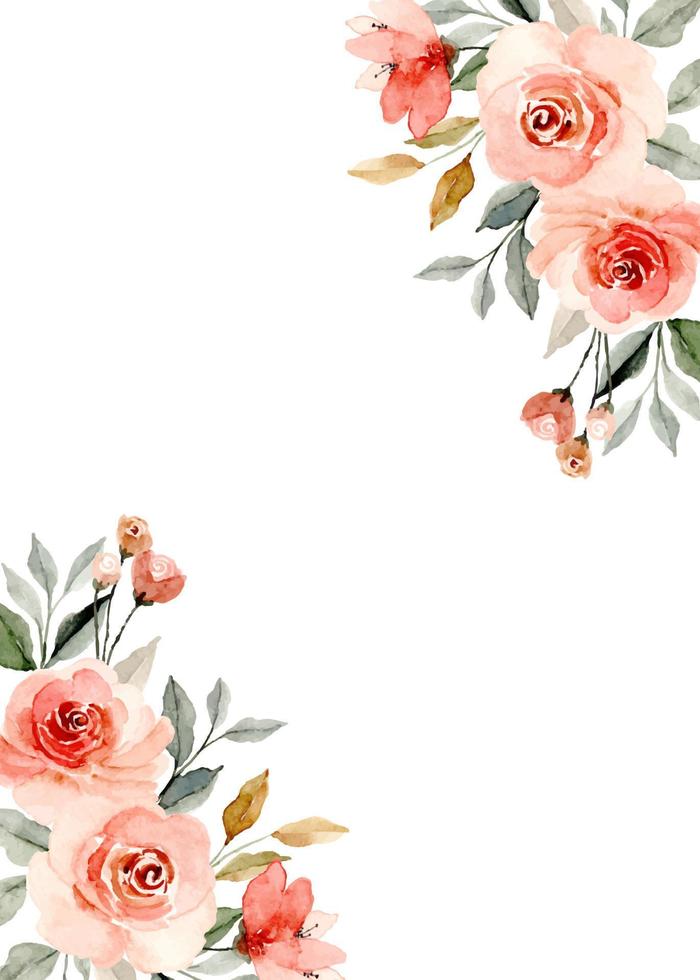 Watercolor rose flower frame vector