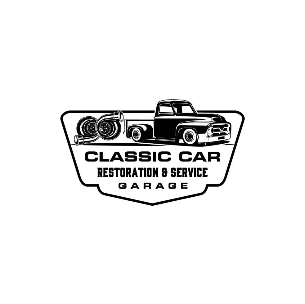 Classic car restoration and service garage logo vector