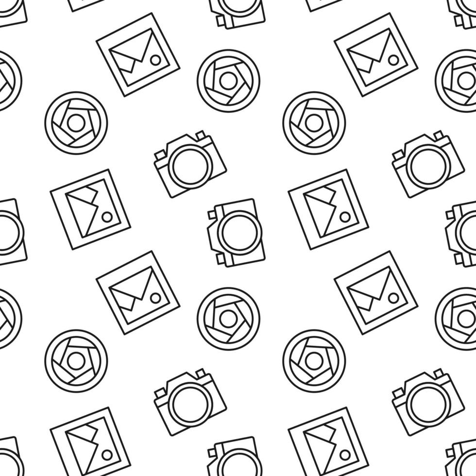 Picture, Photo Camera and Camera Shutter Seamless Pattern for Printing and Wrapping vector