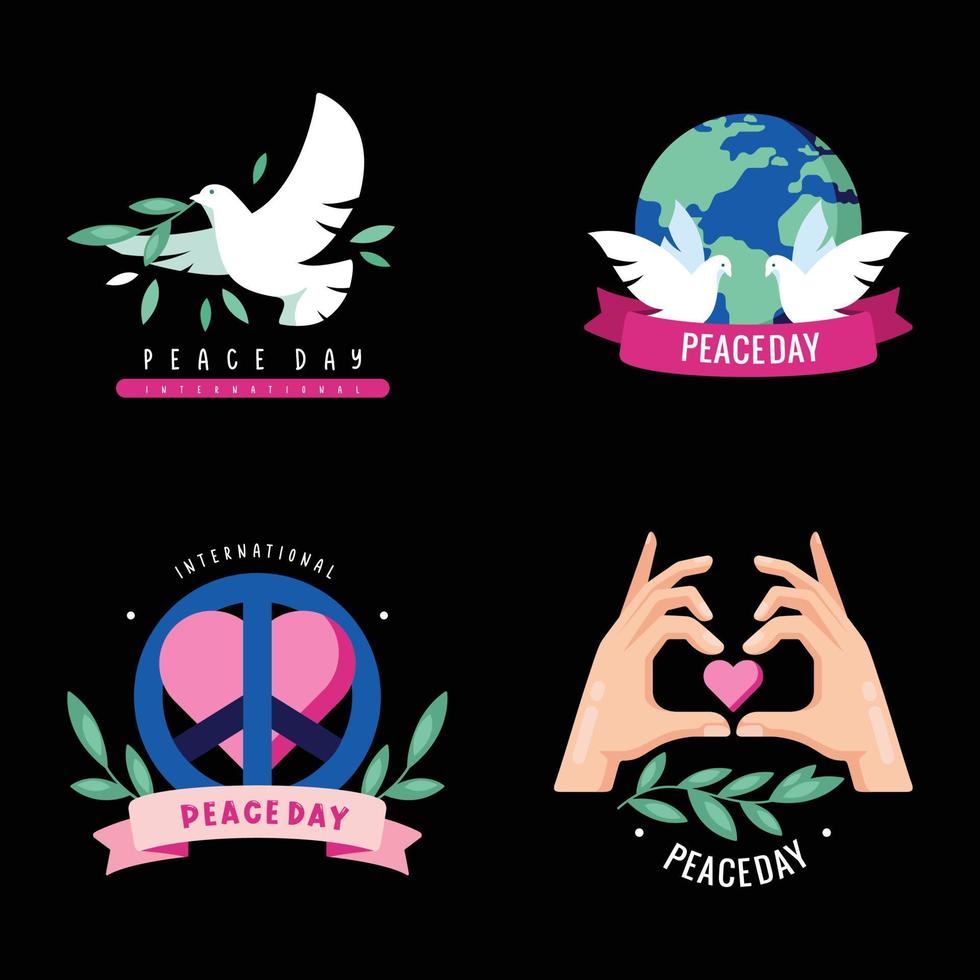 Set of international day of peace labels and abdge. Vector illustration