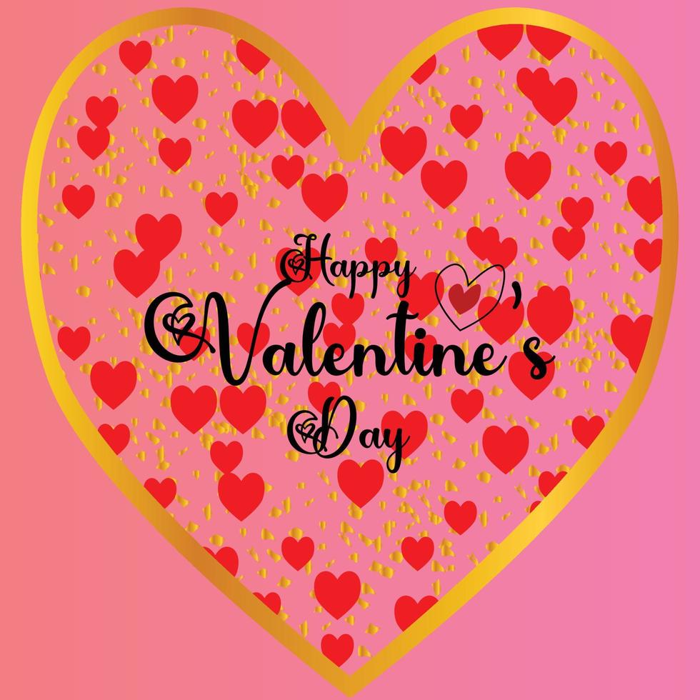 A pink background with hearts and the words Happy Valentine's Day. A pink and gold background for Valentine's Day. Designs for fathers, mothers, valentines, teachers and every love related day. vector