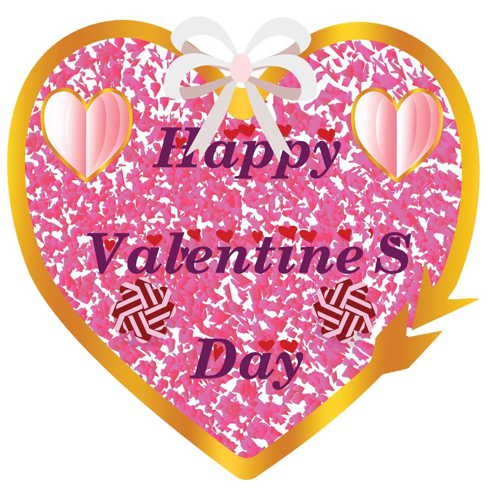 A pink background with hearts and the words Happy Valentine's Day. A pink and gold background for Valentine's Day. Designs for fathers, mothers, valentines, teachers and every love related day. vector