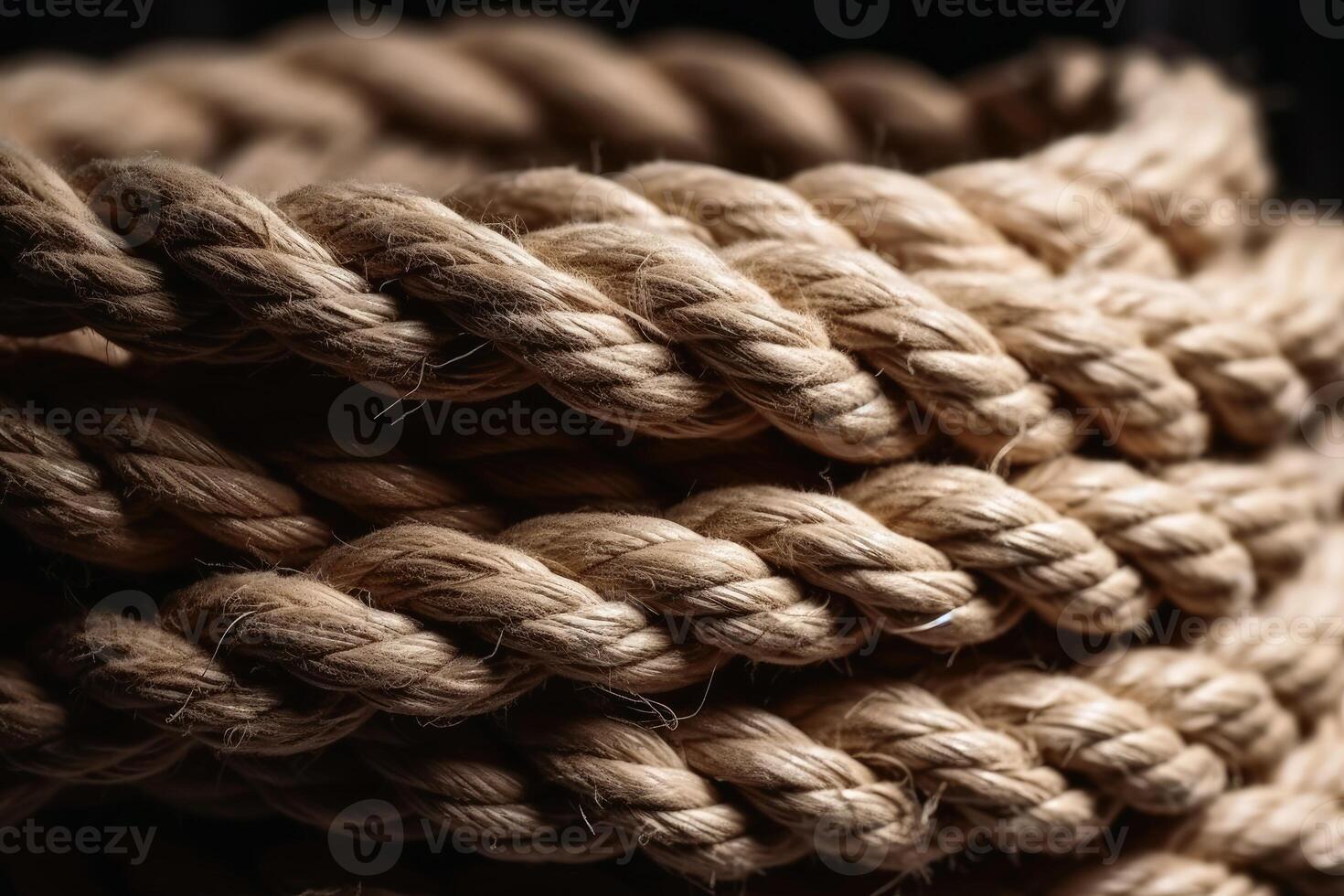 Braided rope on a roll background texture created with technology. photo