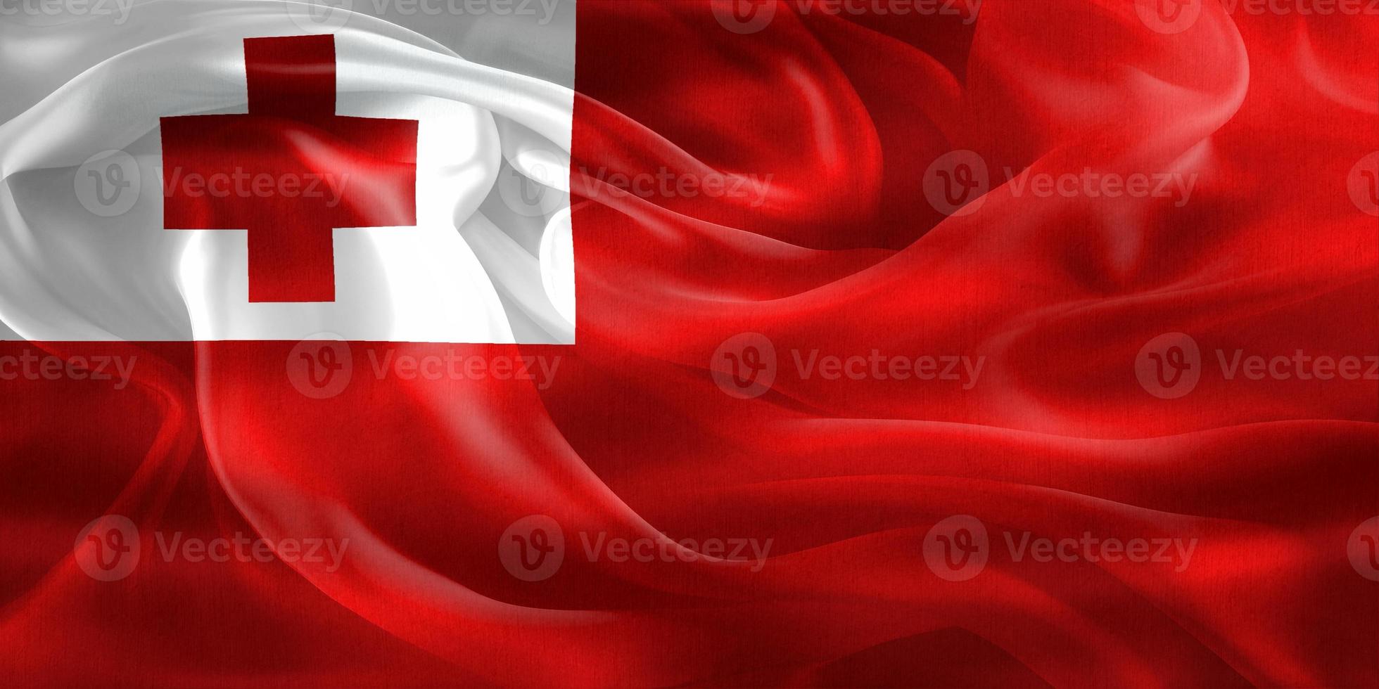 3D-Illustration of a Tonga flag - realistic waving fabric flag photo