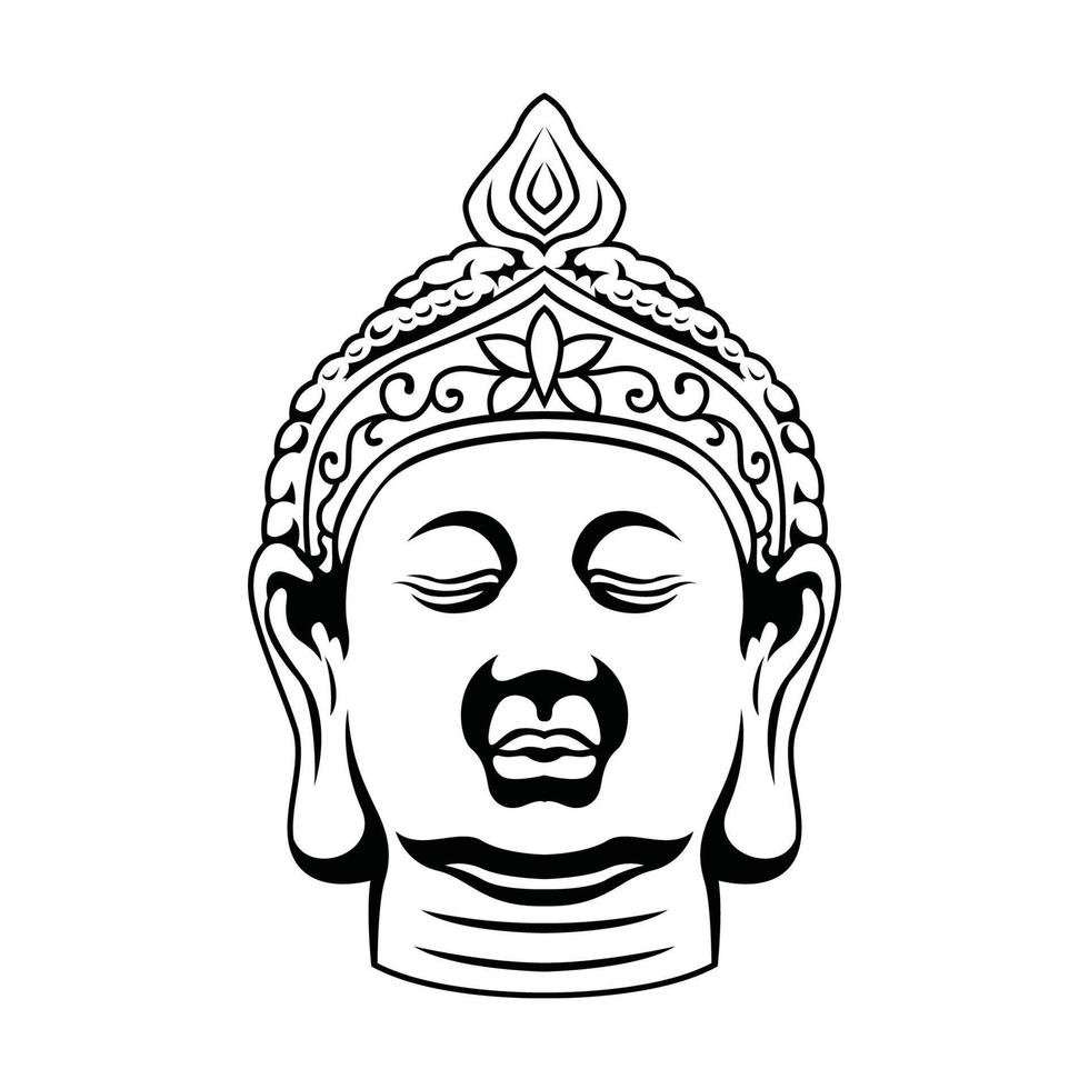 A buddha head with a white background. vector