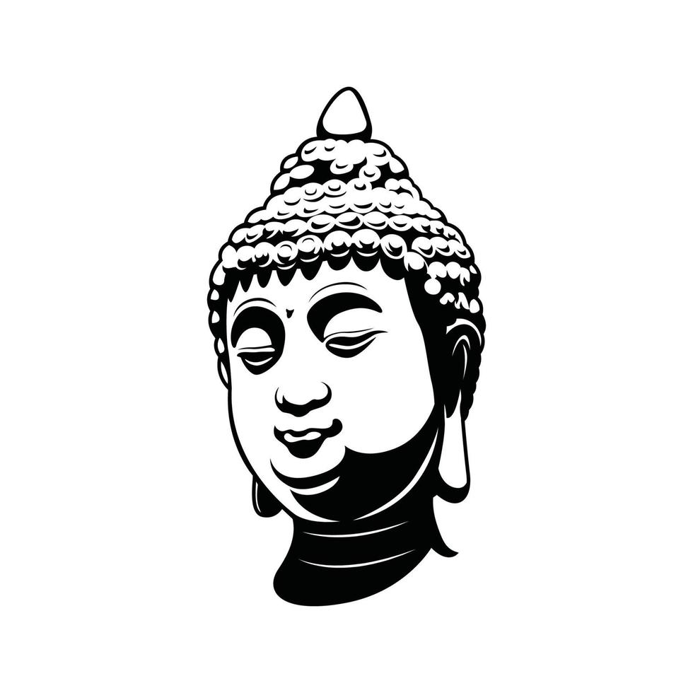 A buddha head with a white background. vector