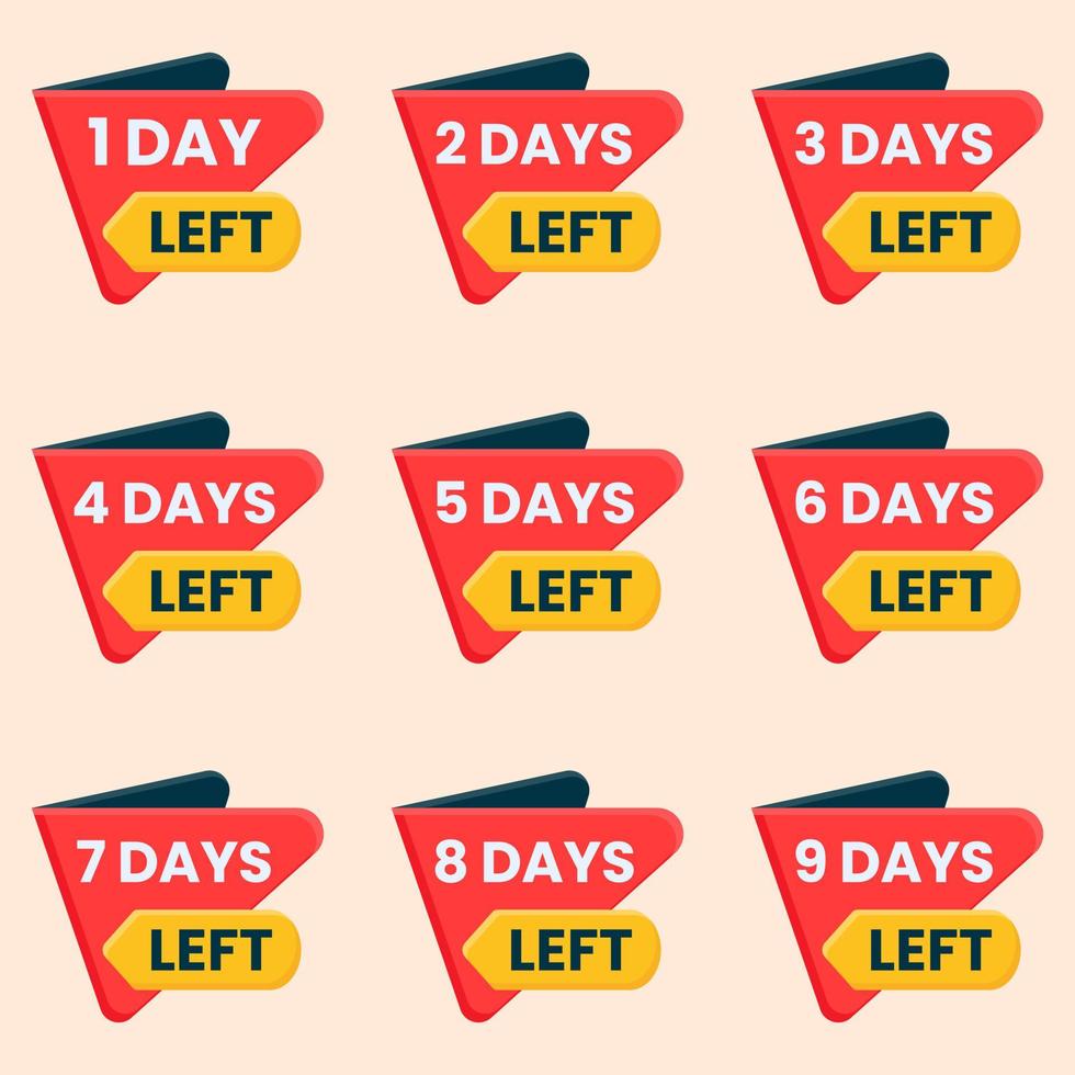 number of days left banner for sale and promotion vector