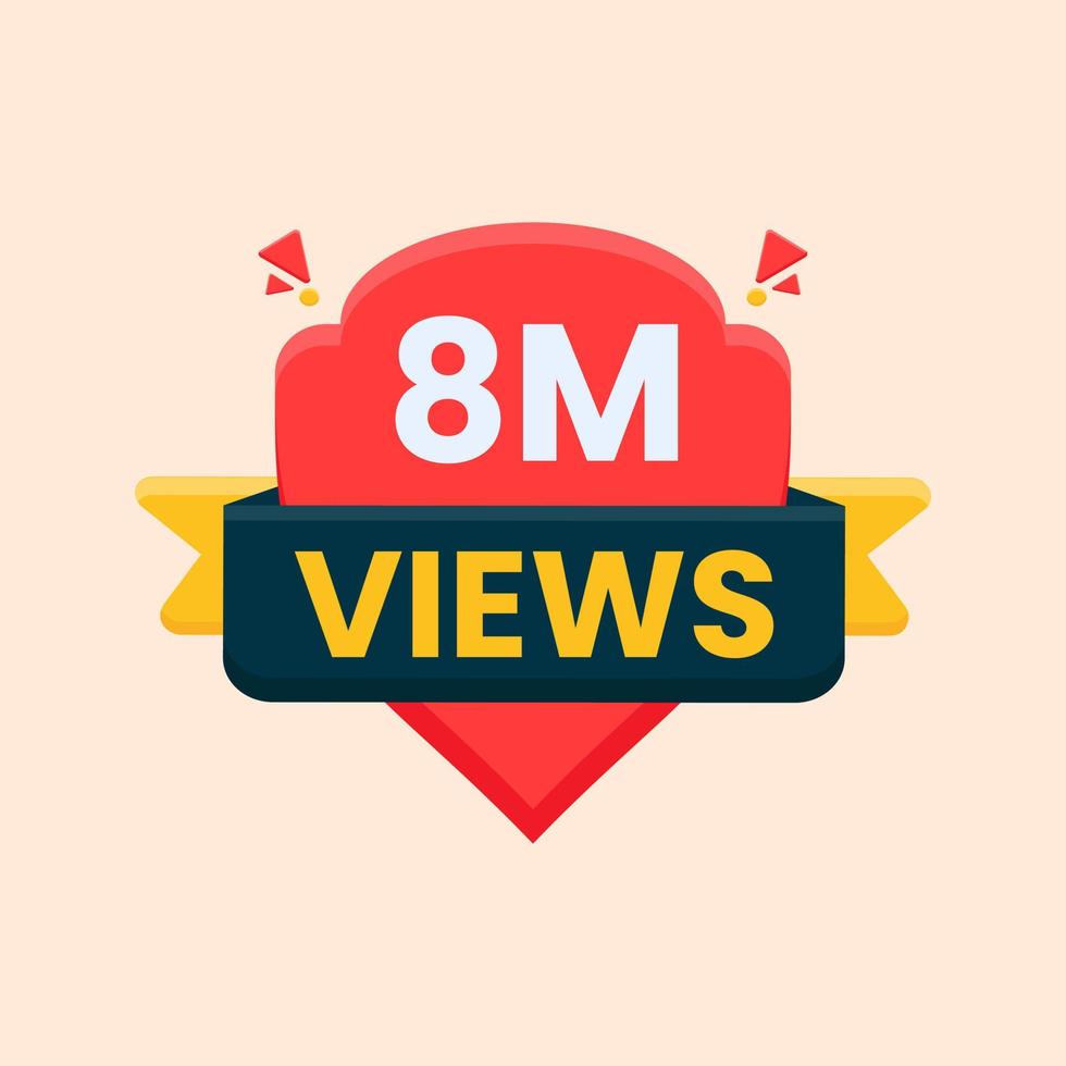 8 million views celebration banner for thumbnail design vector