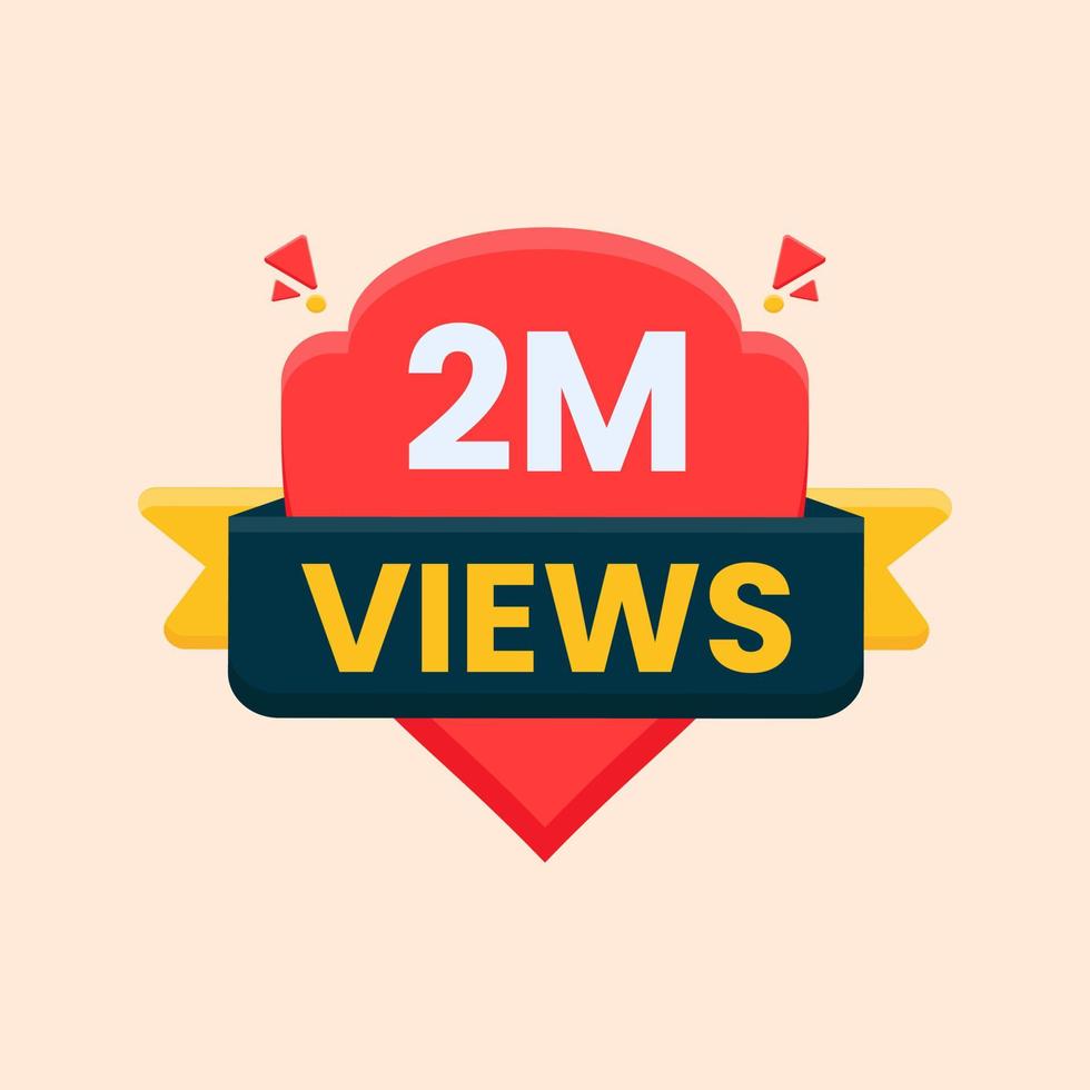 2 million views celebration banner for thumbnail design vector