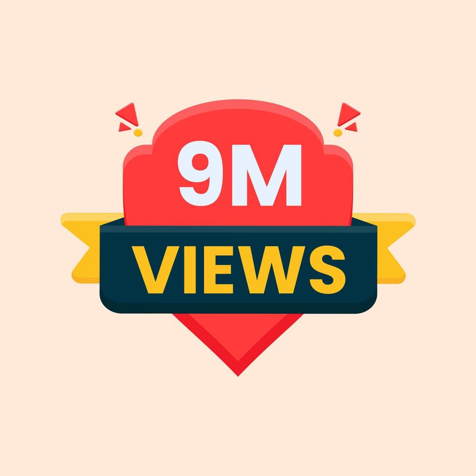 9 million views celebration banner for thumbnail design vector