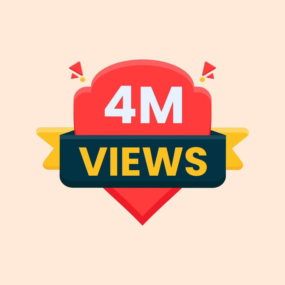 4 million views celebration banner for thumbnail design vector