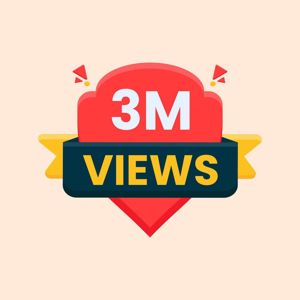 3 million views celebration banner for thumbnail design vector