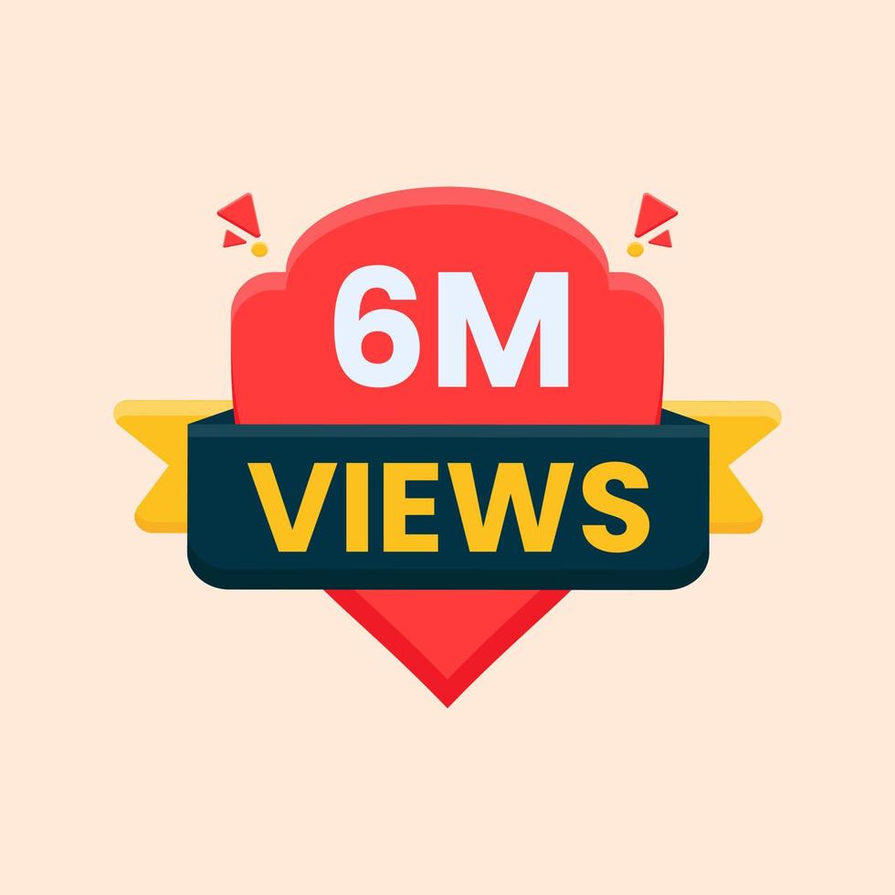 6 million views celebration banner for thumbnail design vector