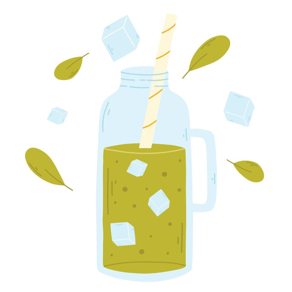 Smoothies in a Bottle. Flat style. Vector illustration. Hand drawn bottle with smoothie, lemonade, cocktail. Detox smoothie.