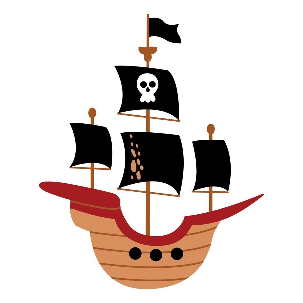 pirata barco. blanco fondo, aislar. vector