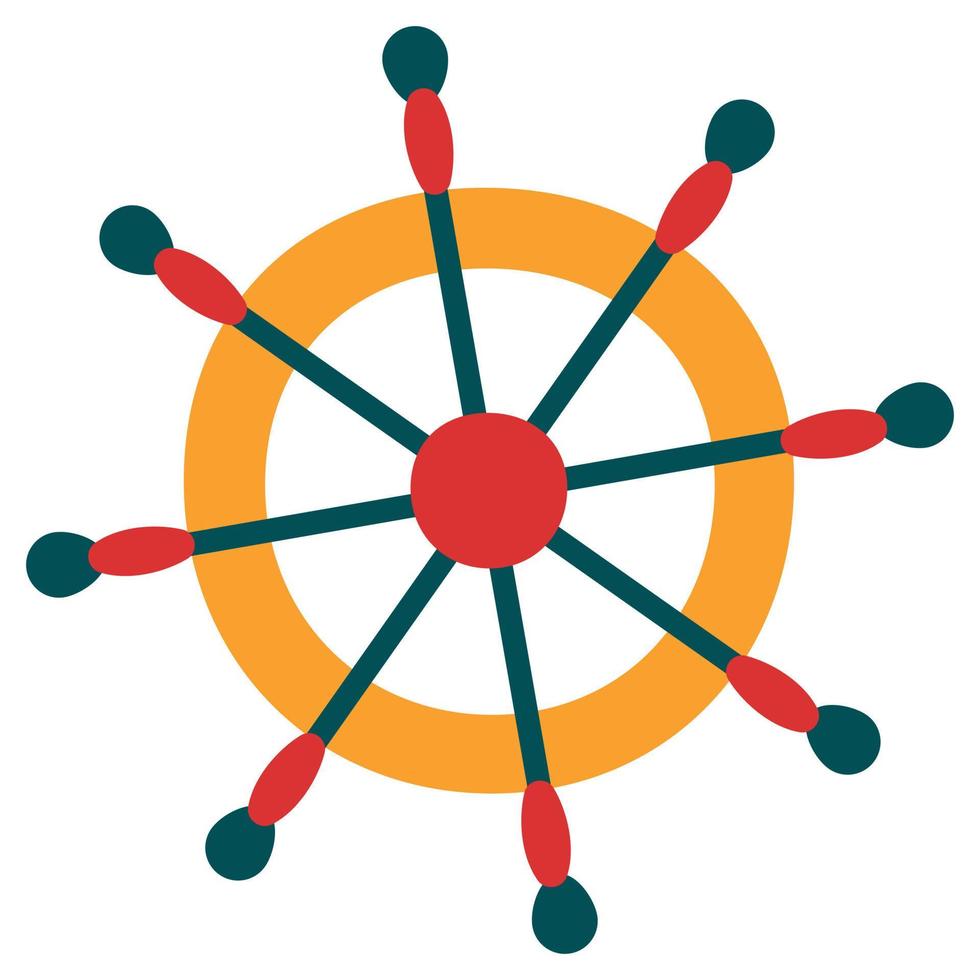 Cute hand drawn ship's wheel. White background, isolate. vector